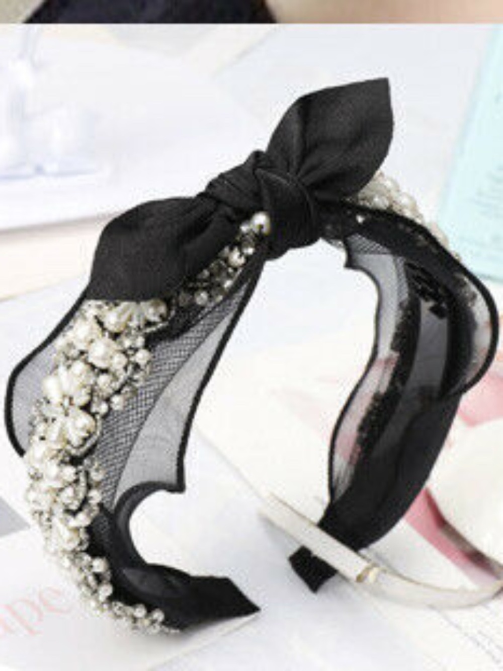 Baroque Women's Pearl Embellished Headband Hairband Crystal Hair Crown Jewelled
